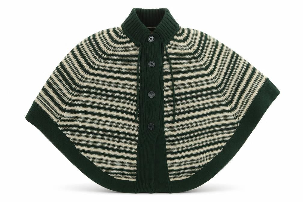 Evans Womens Green Striped Acrylic Cape Jumper Size L