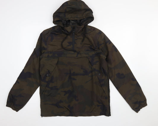 Brave Soul Men's Green Camouflage Hooded Anorak Jacket Size S