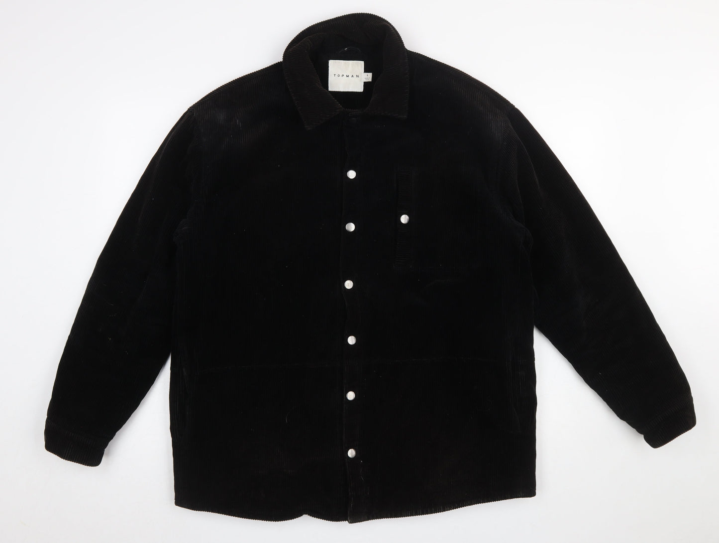 Topman Men's Black Corduroy Lined Button Jacket Size S