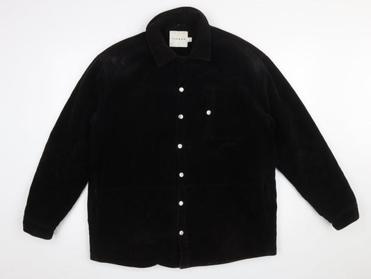 Topman Men's Black Corduroy Lined Button Jacket Size S