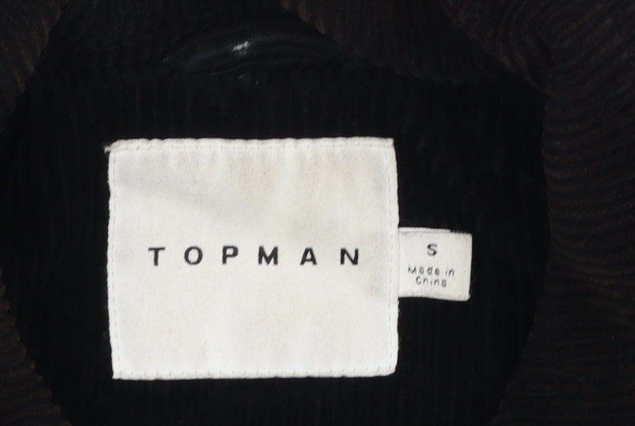 Topman Men's Black Corduroy Lined Button Jacket Size S
