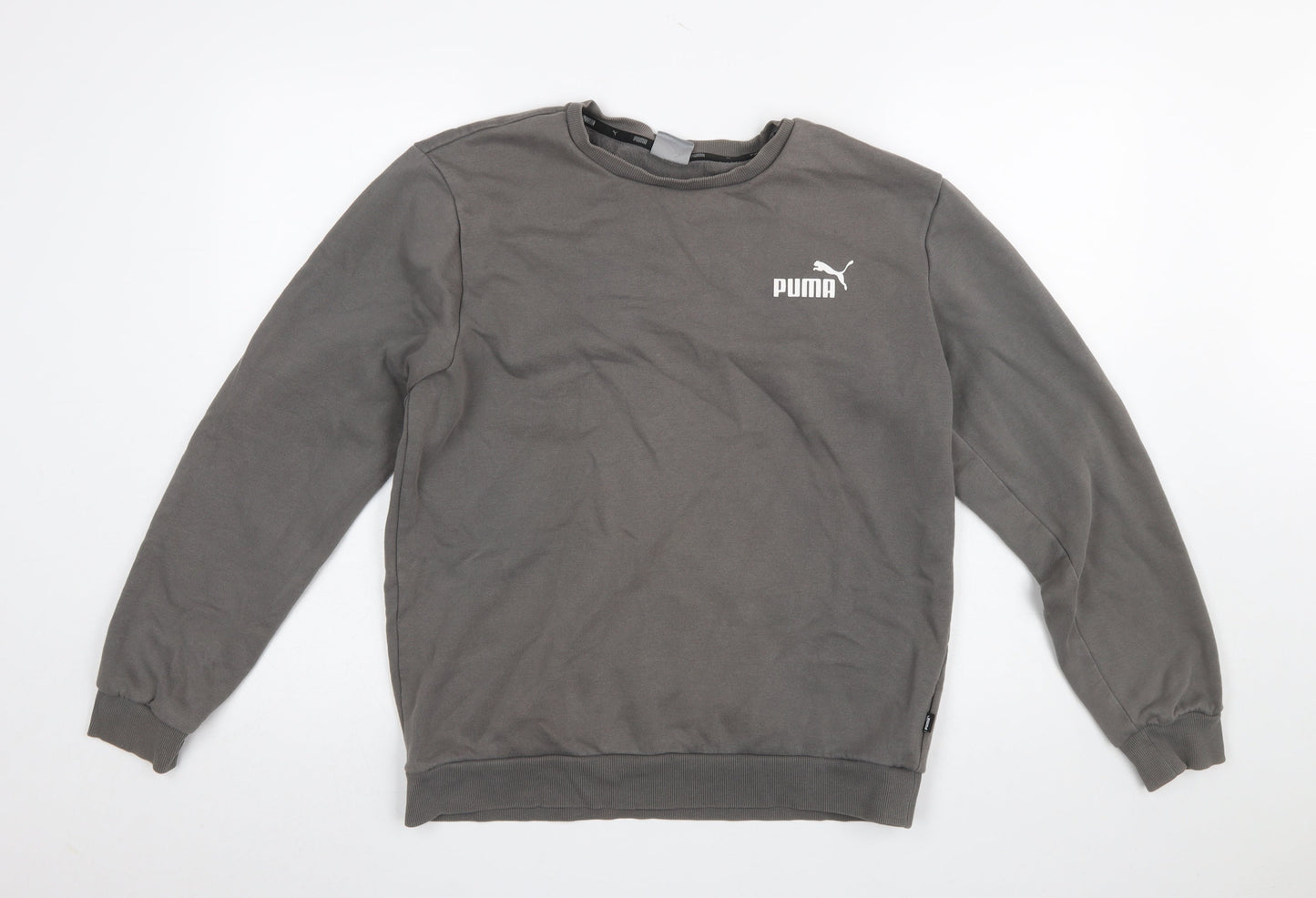 Puma Men's Grey Crew Neck Fleece Sweatshirt M Regular Fit