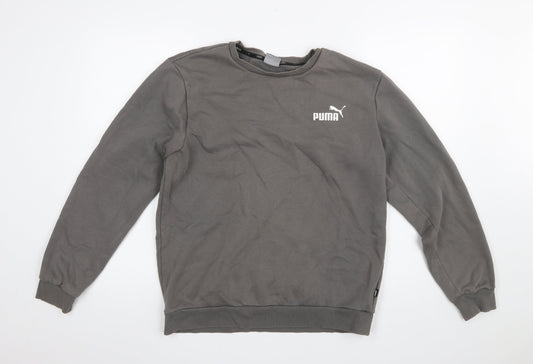 Puma Men's Grey Crew Neck Fleece Sweatshirt M Regular Fit