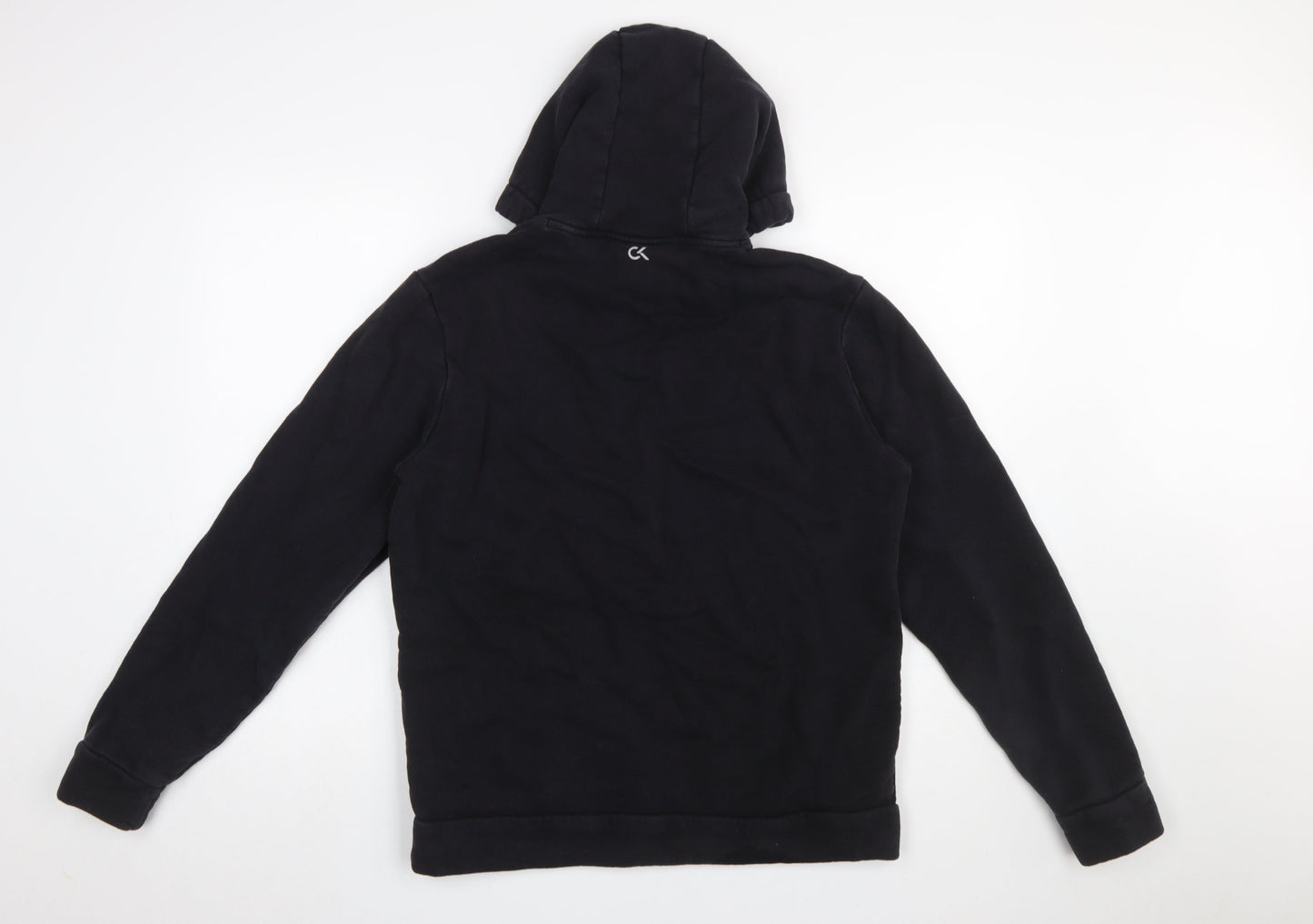 Calvin Klein Men’s Black Pullover Logo Hoodie Size M Cotton Fleece