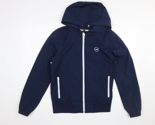 Hollister Men’s Blue Hooded Windbreaker Jacket Size S