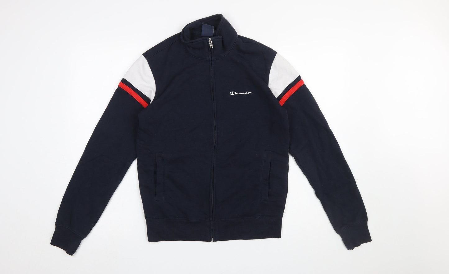 Champion Men's Blue Full Zip Sweatshirt Small Logo Sports Top