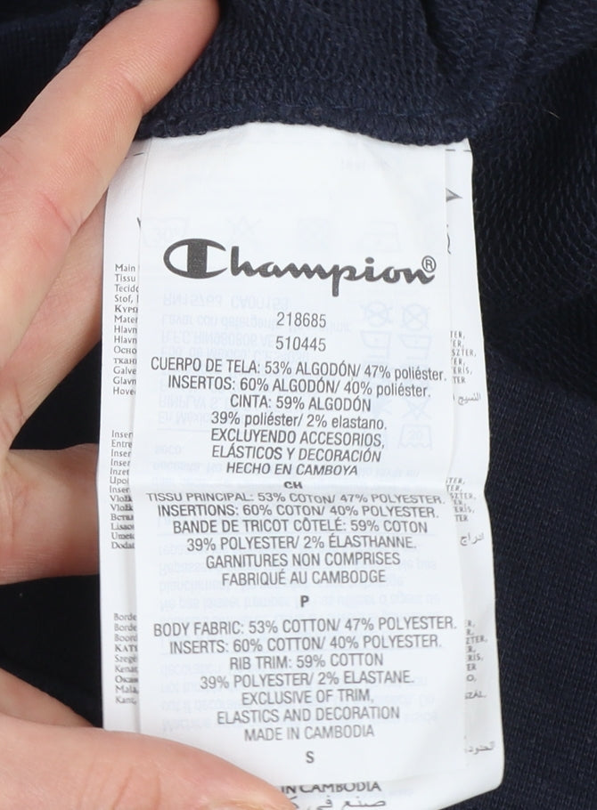 Champion Men's Blue Full Zip Sweatshirt Small Logo Sports Top