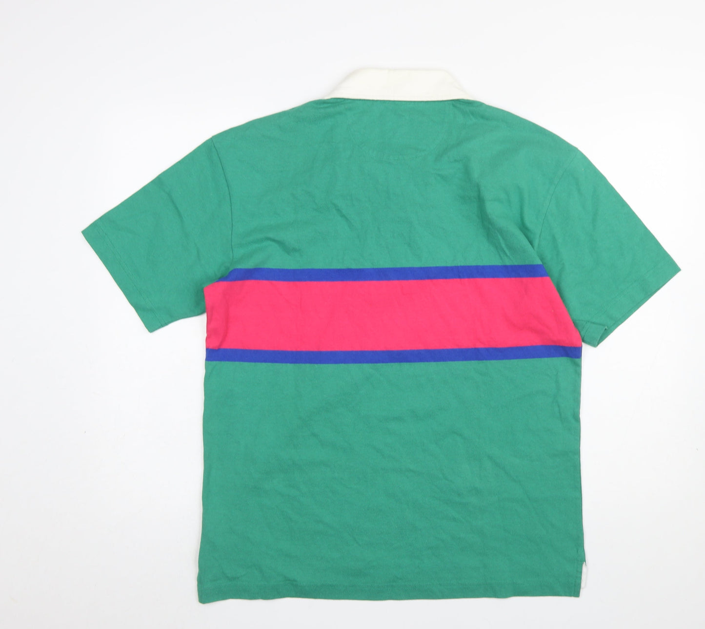 GAP Men's Green Colourblock Polo Shirt M 100% Cotton Classic Fit
