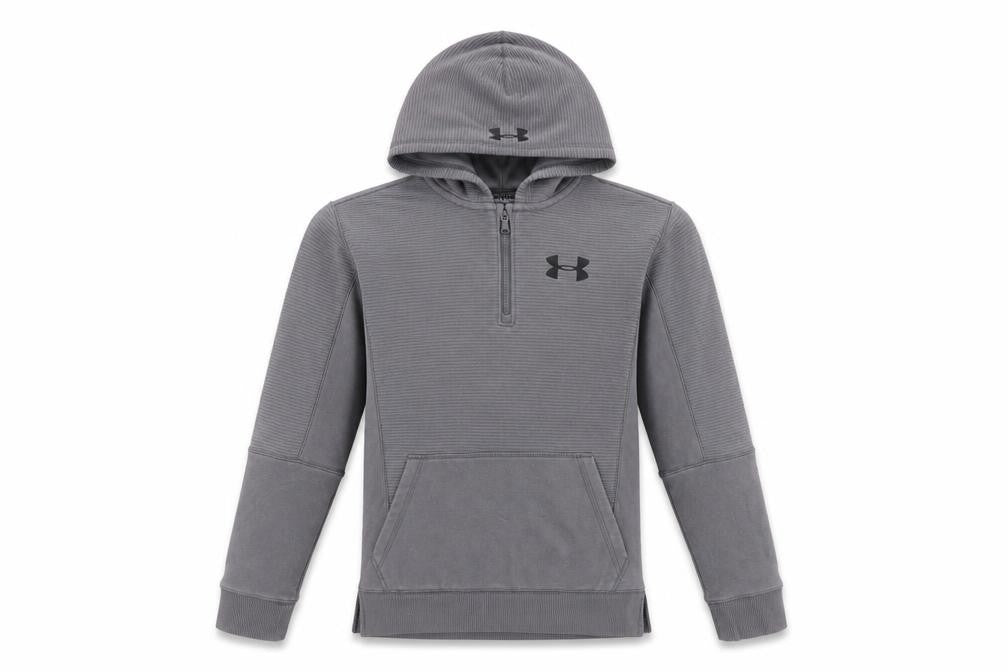 Under Armour Boys Grey Half Zip Hoodie Size 140 ColdGear Cotton Blend