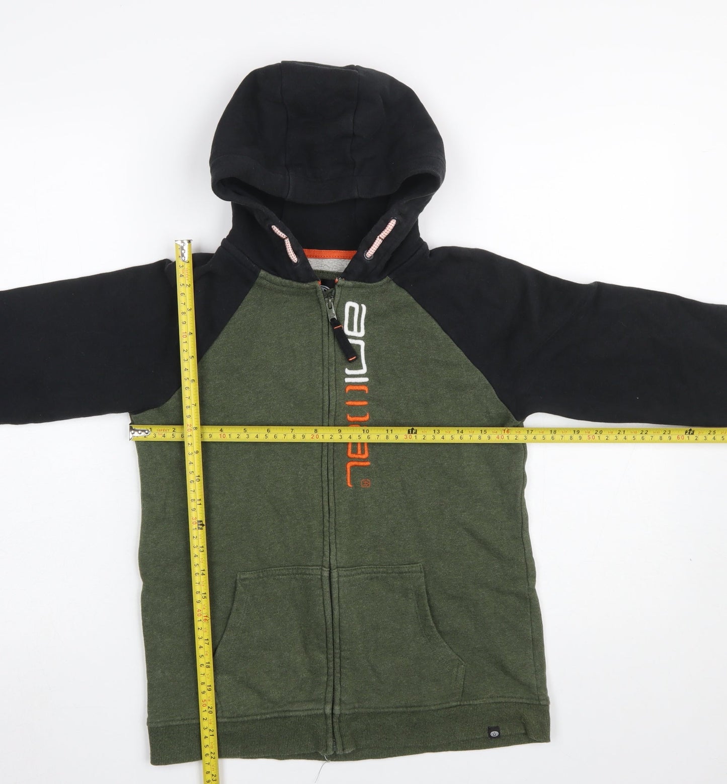 Animal Boys Green Black Full Zip Hoodie 13 Years Cotton Blend