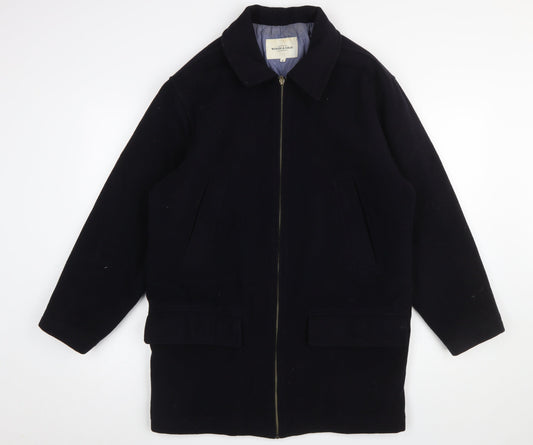 Woods & Gray Men's Black Wool Blend Mid-Length Overcoat Size S