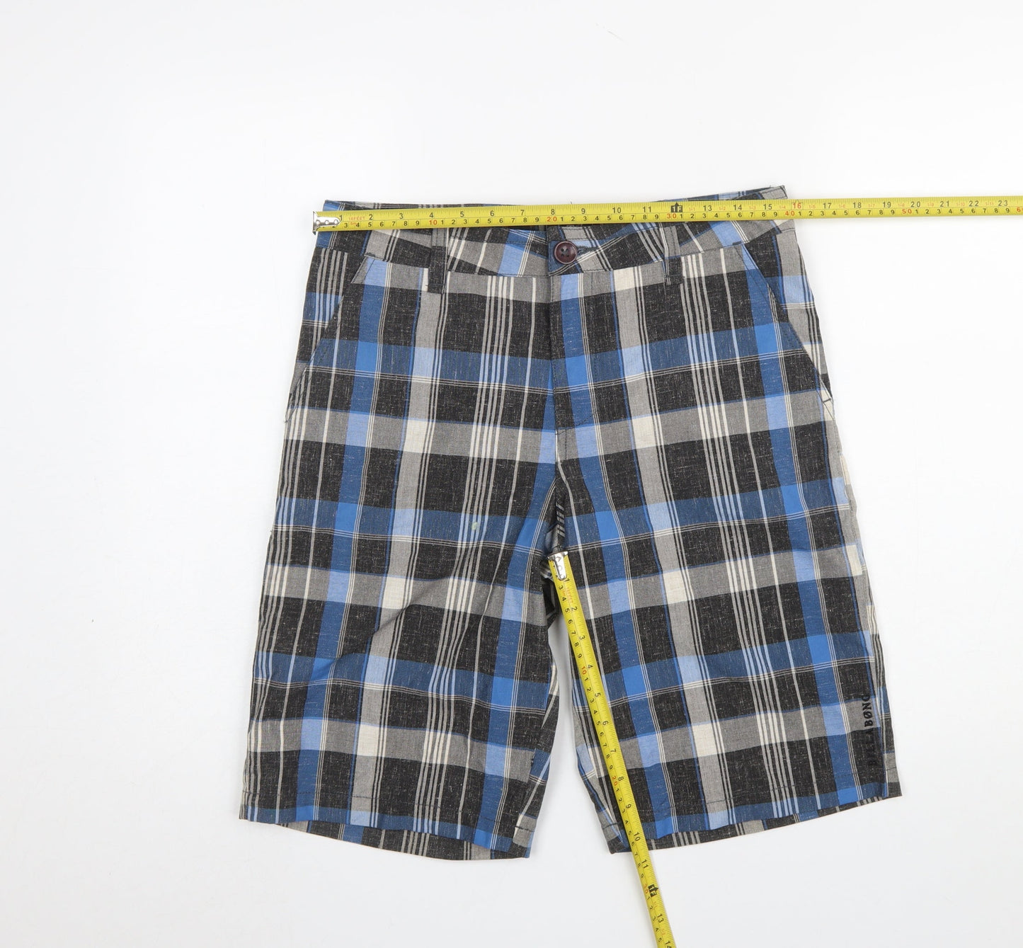 Billabong Boys Blue Plaid Chino Shorts Size 16 Polyester Cotton Blend