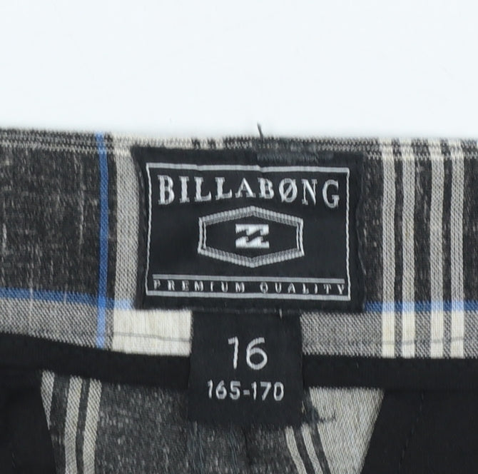 Billabong Boys Blue Plaid Chino Shorts Size 16 Polyester Cotton Blend