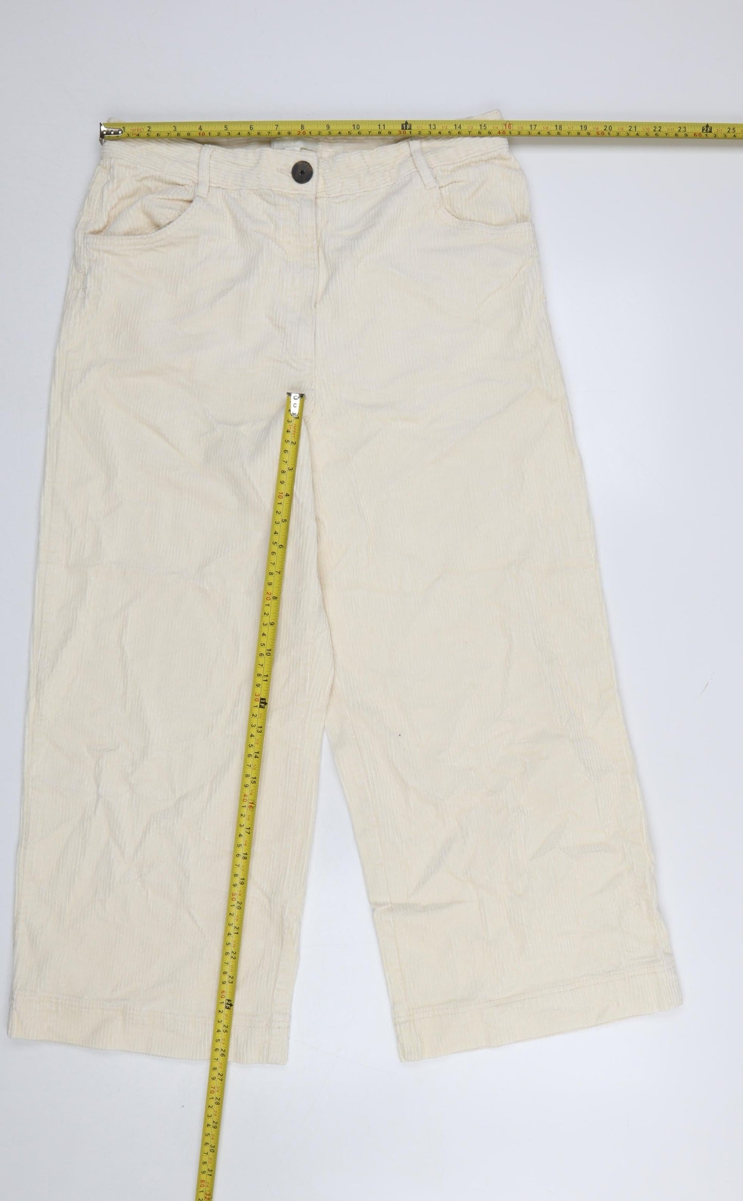 H&M Women Beige Corduroy Chino Trousers Size 16 Regular Fit