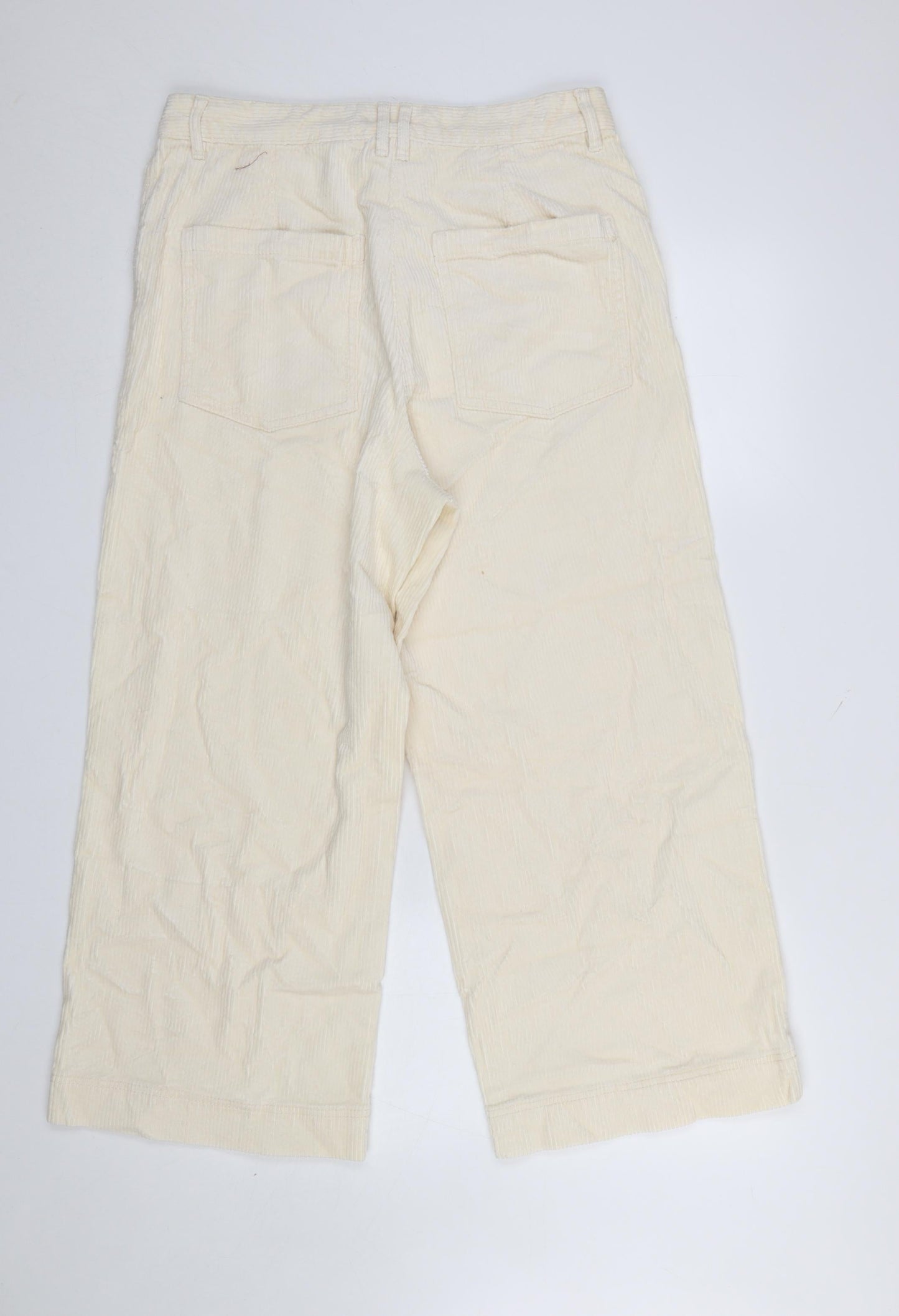 H&M Women Beige Corduroy Chino Trousers Size 16 Regular Fit
