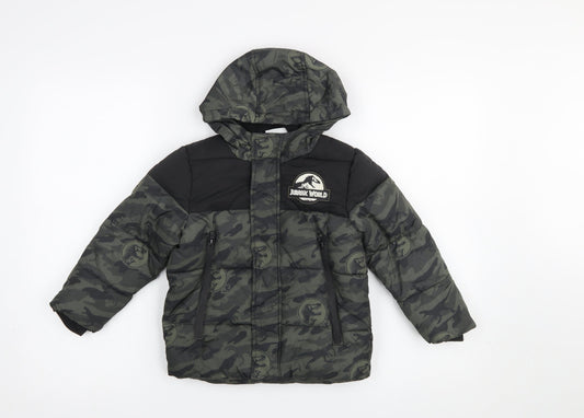 Primark Boys Jurassic World Camouflage Hooded Puffer Jacket 3-4 Years