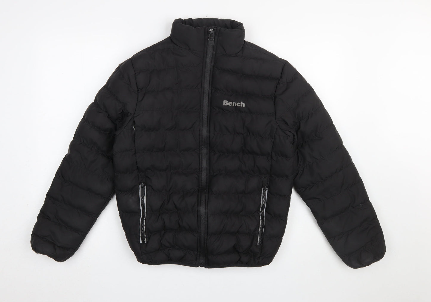 Bench Boys Black Puffer Jacket Age 13 Years Full Zip Quilted Winter Coat
