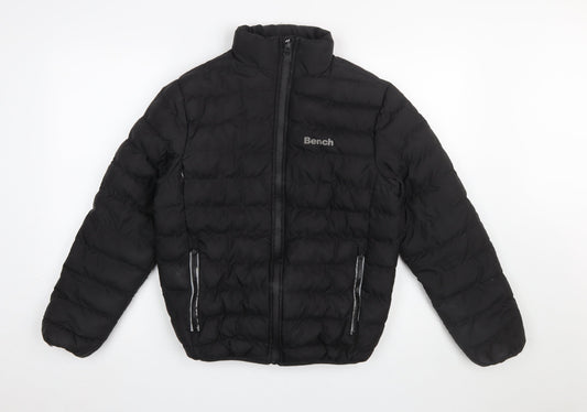 Bench Boys Black Puffer Jacket Age 13 Years Full Zip Quilted Winter Coat
