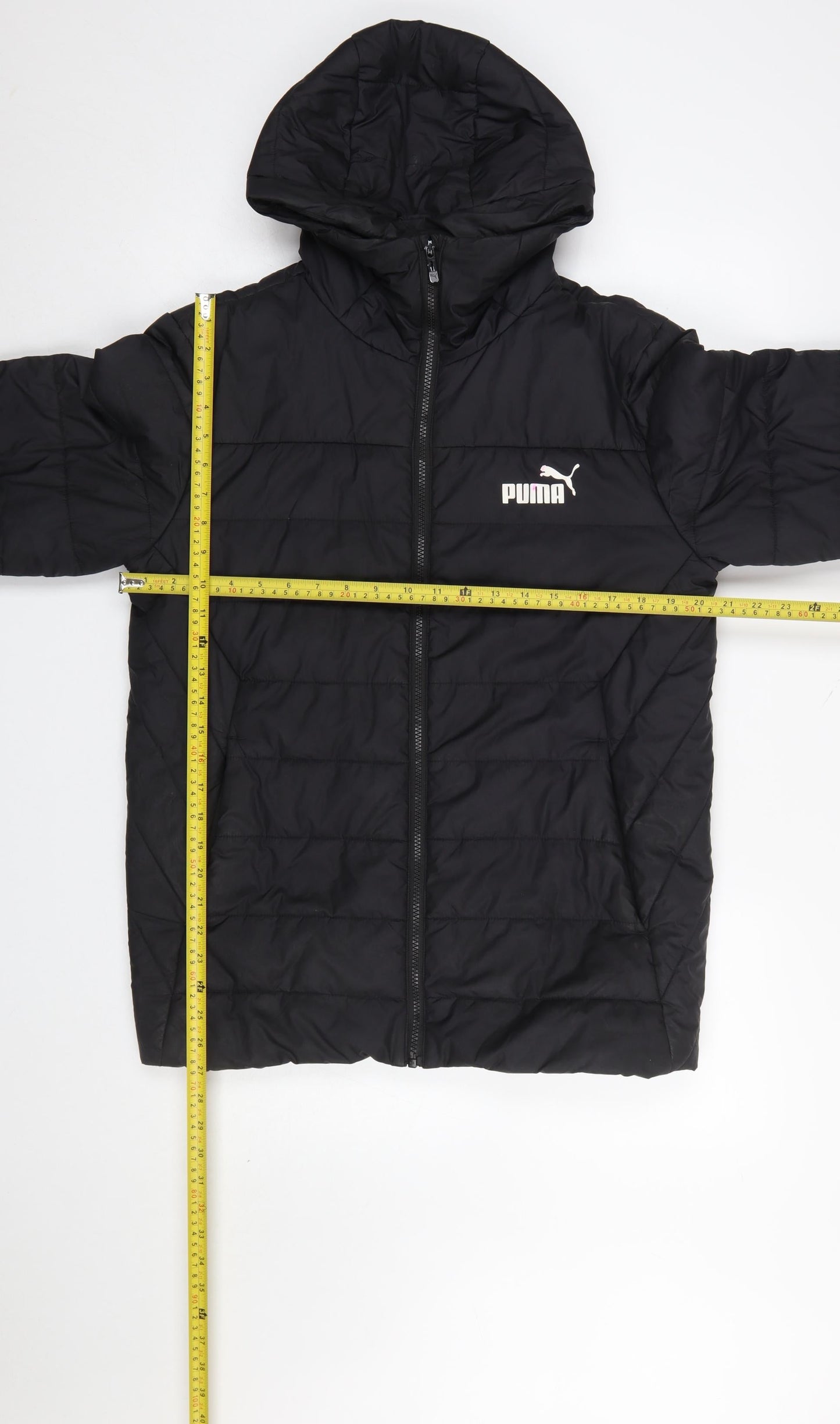Puma Men's Black Puffer Jacket Hooded S Polyester Winter Coat