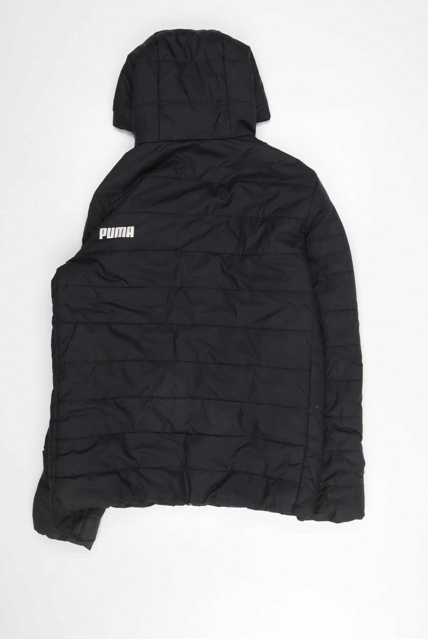 Puma Men's Black Puffer Jacket Hooded S Polyester Winter Coat