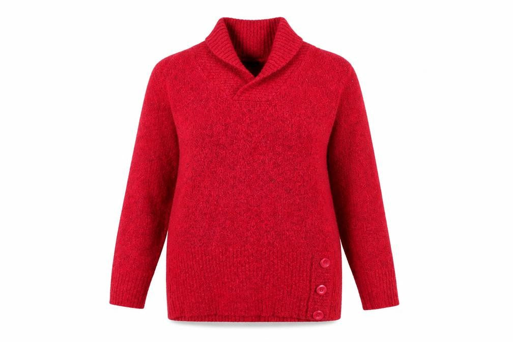M&Co Women's Red Chunky-Knit Pullover Jumper Size M