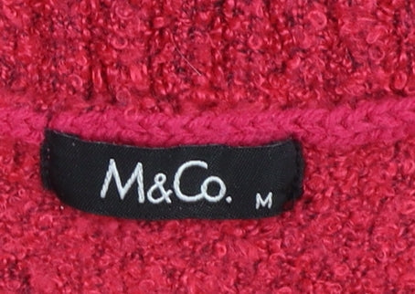 M&Co Women's Red Chunky-Knit Pullover Jumper Size M
