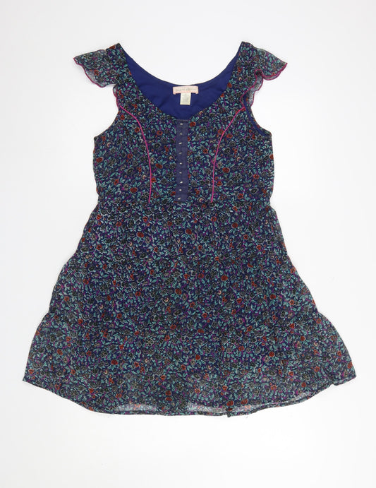 Band of Gypsies Women's Multicoloured Floral Fit & Flare Short Dress S