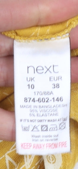 Next Women Yellow Floral Viscose Sleeveless Summer Dress Size 10