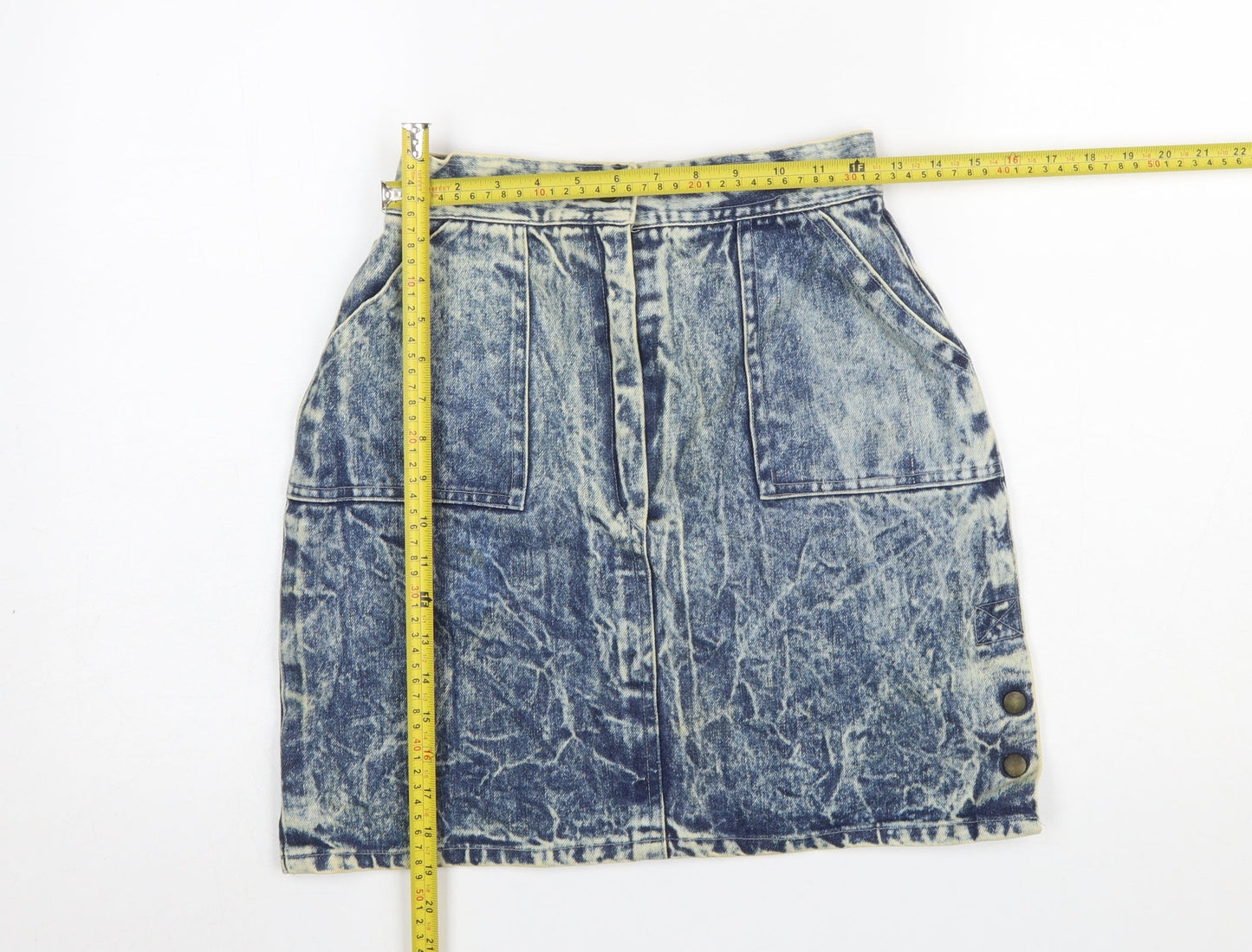 Pervie London Girls Blue Acid Wash Denim Skirt Size 14Y Knee Length