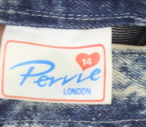 Pervie London Girls Blue Acid Wash Denim Skirt Size 14Y Knee Length