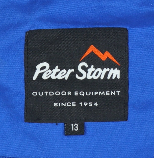 Peter Storm Boys Blue Hooded Waterproof Rain Coat Jacket Size 13 Years