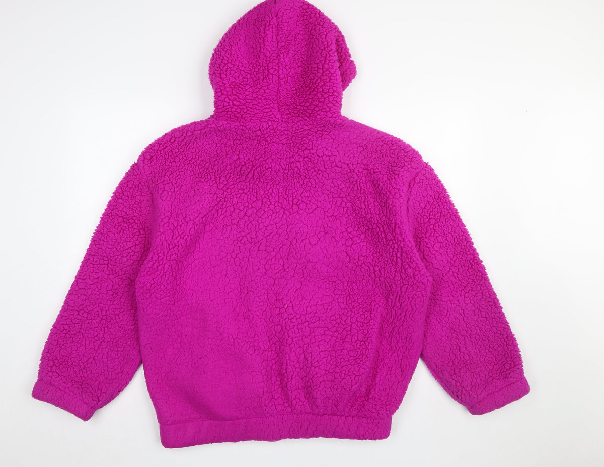 GAP Girls Pink Hooded Fleece Jacket 16-18 Years Lined Winter Zip Up