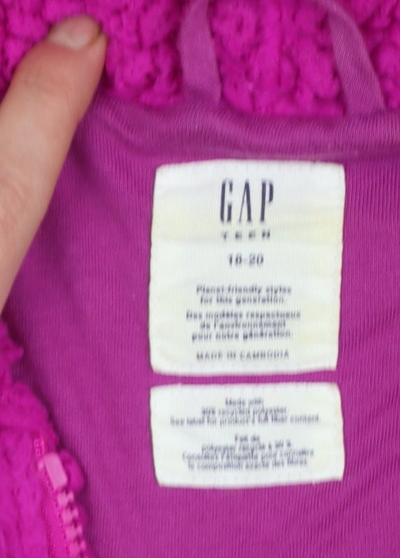 GAP Girls Pink Hooded Fleece Jacket 16-18 Years Lined Winter Zip Up