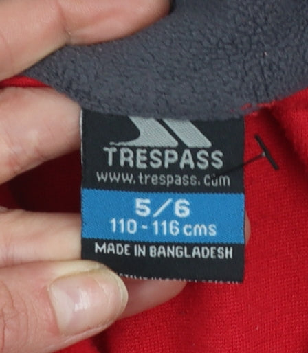 Trespass Boys Red Fleece Pullover Sweatshirt 5-6 Years Outdoor Warm Top