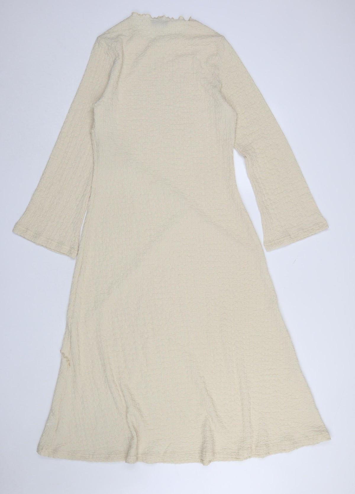 Marks and Spencer Women Beige Size 12 A-Line Midi Dress Long Sleeve