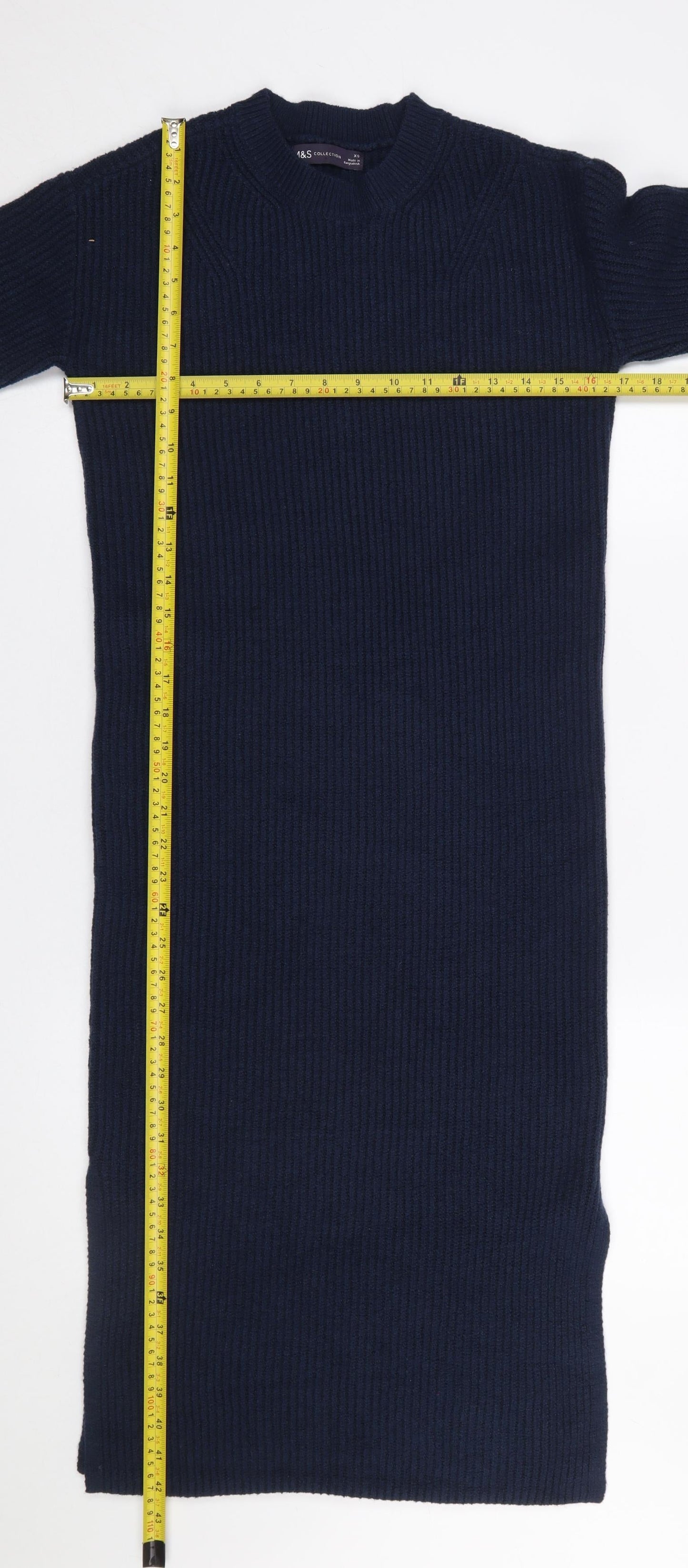Marks and Spencer Women's Blue XS Long Sleeve Knit Jumper Dress