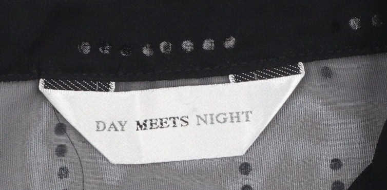 Day Meets Night Women's Black Sheer Button-Up Tunic Shirt UK 10