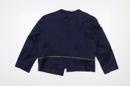 Close-up detail of Atmosphere Women's Blue Cropped Shawl Blazer, size 18