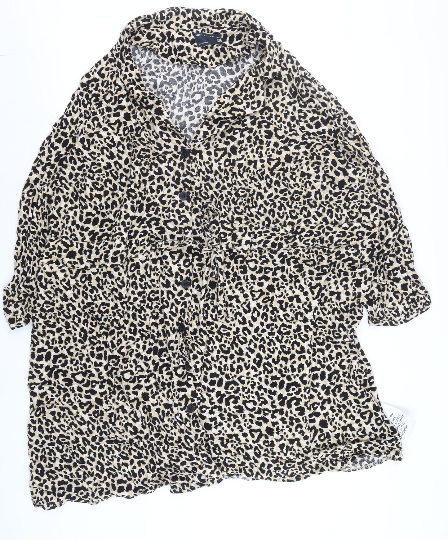 ASOS DESIGN Curve Women’s Beige Leopard Print Shirt Dress Size 22