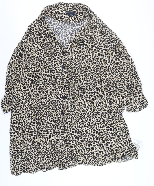 ASOS DESIGN Curve Women’s Beige Leopard Print Shirt Dress Size 22