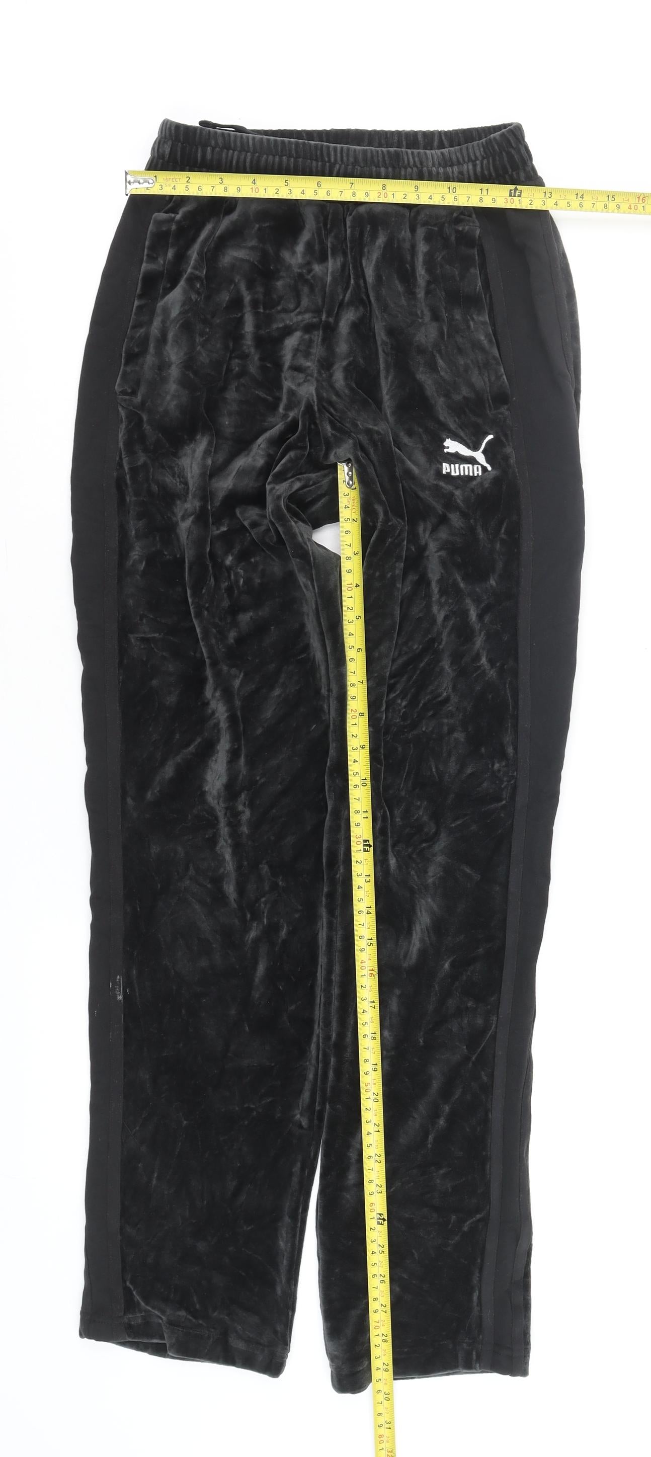 Puma Men's Black Velour Track Pants XS Regular Fit Activewear