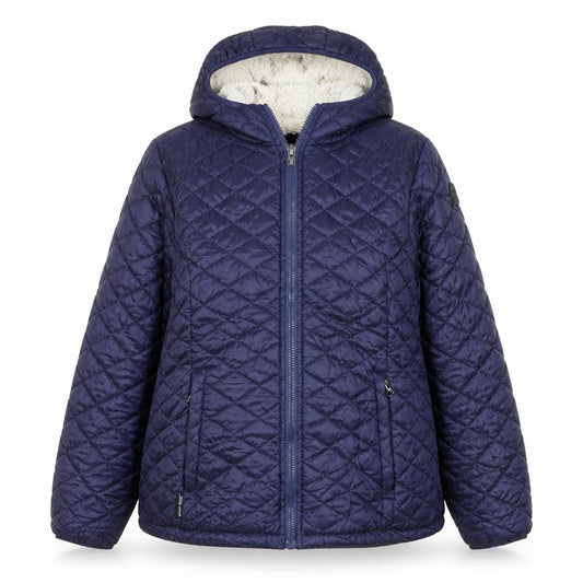 Steve Madden Womens Blue Quilted Hooded Puffer Jacket XL