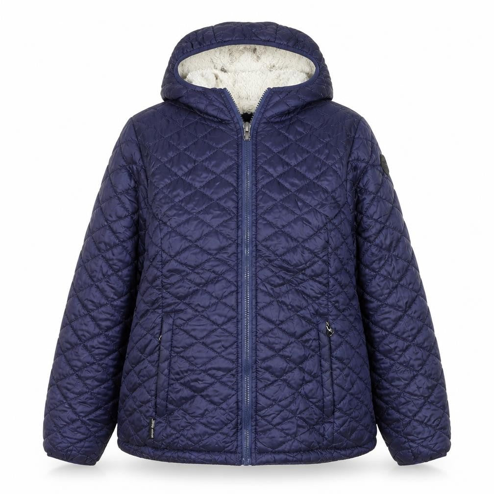 Steve Madden Womens Blue Quilted Hooded Puffer Jacket XL