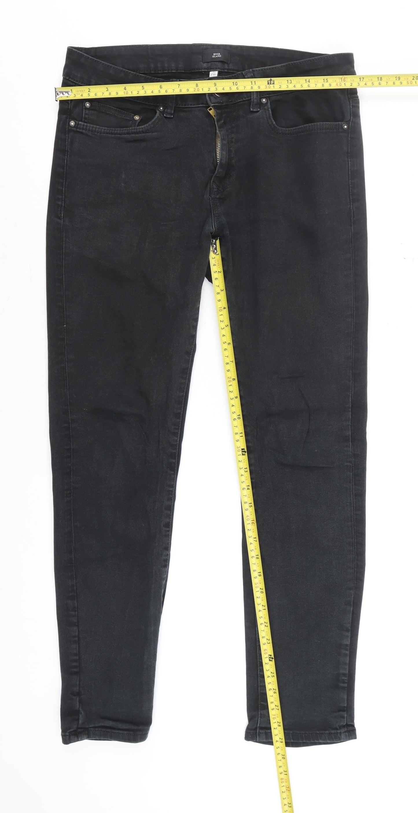 River Island Men's Black Skinny Jeans Size 30/32 Denim Classic Style