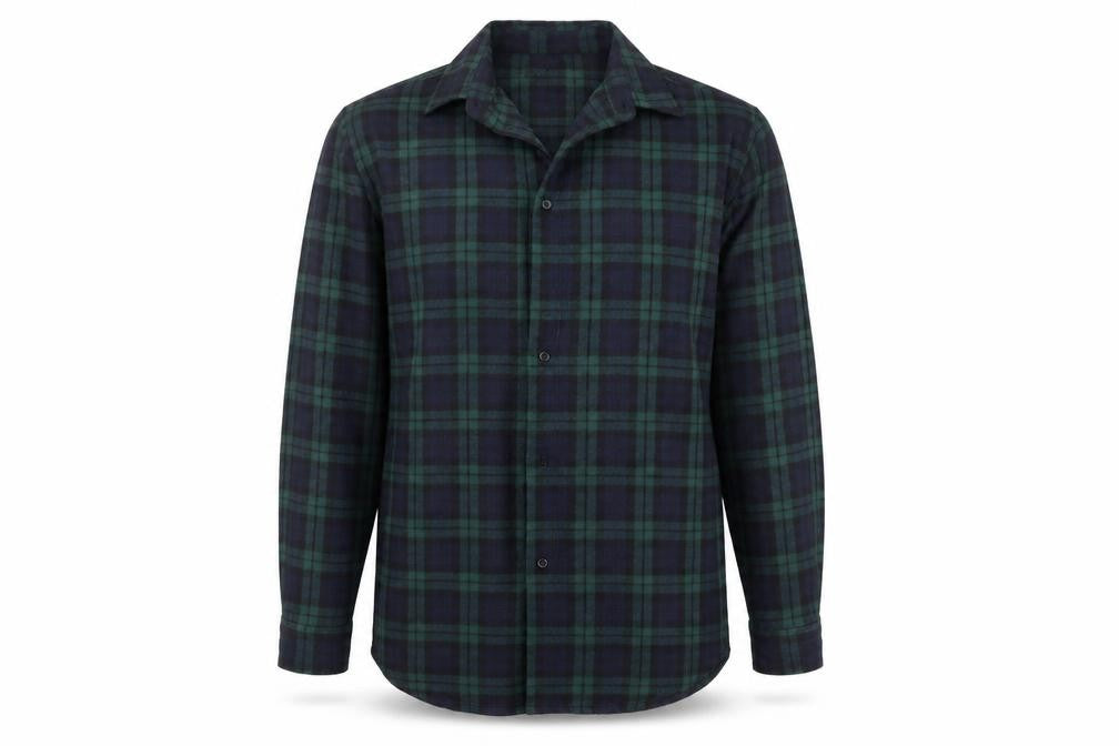boohooMAN Men's Green & Navy Check Flannel Button-Up Shirt M
