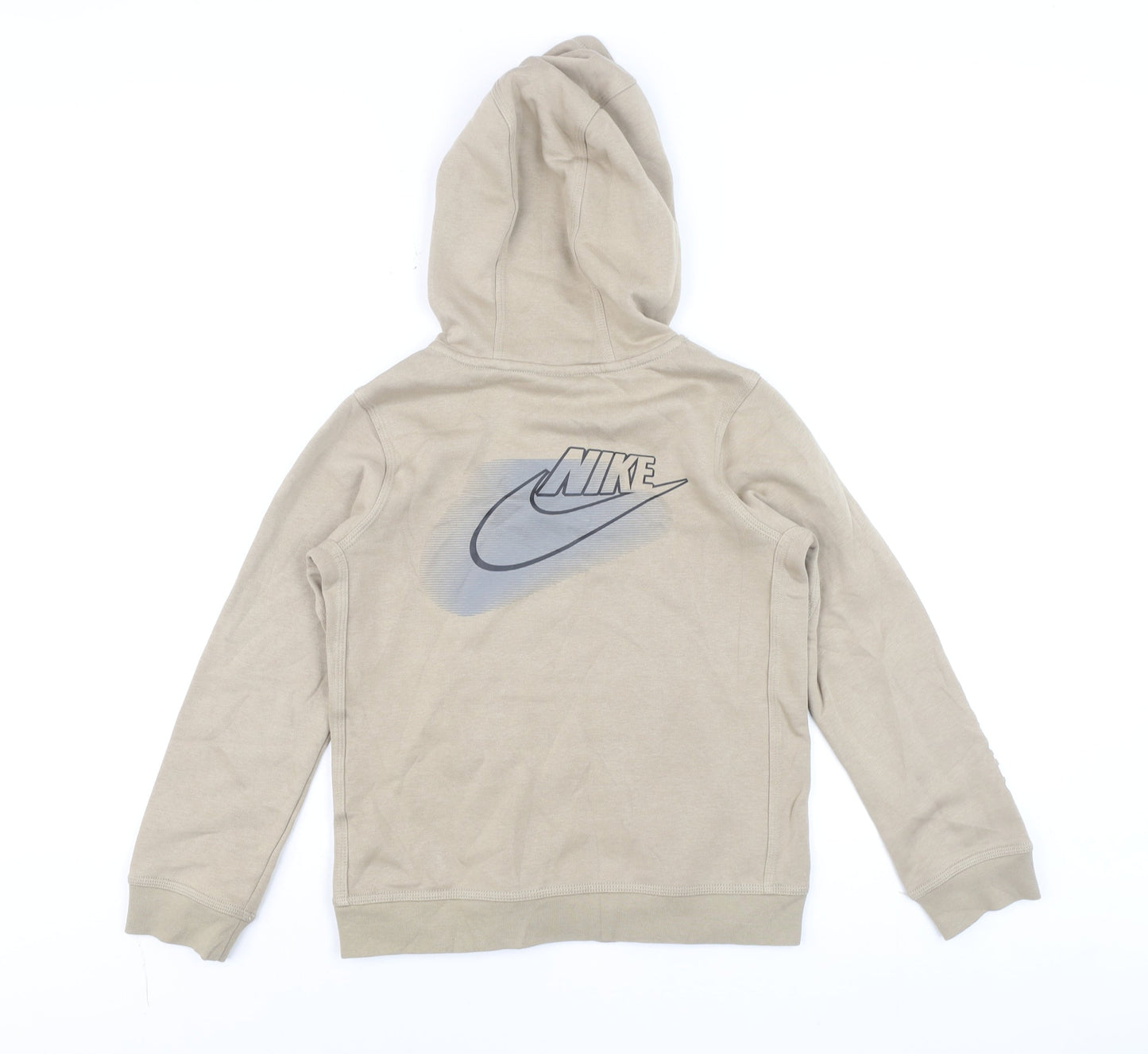 Nike Teens Beige Pullover Hoodie M Logo Graphic Fleece Sweatshirt