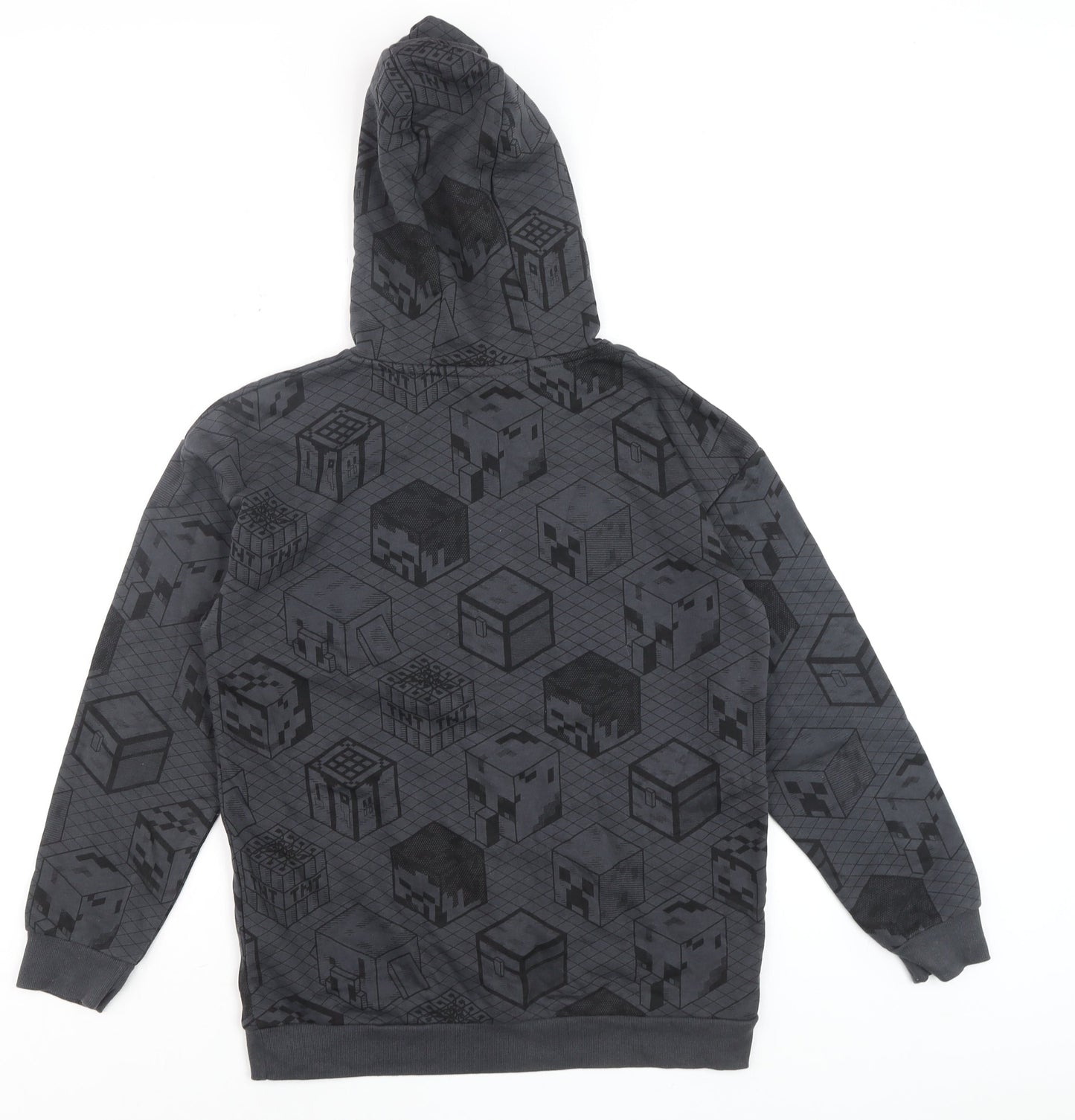 Minecraft Boys Grey Hoodie Adventure Mode 12-13 Years Pullover Cotton Blend