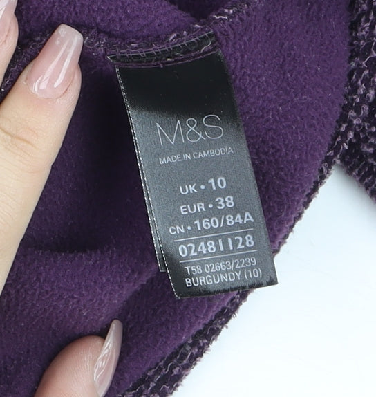 Marks and Spencer Women's Purple Classic Fleece Jacket Size 10