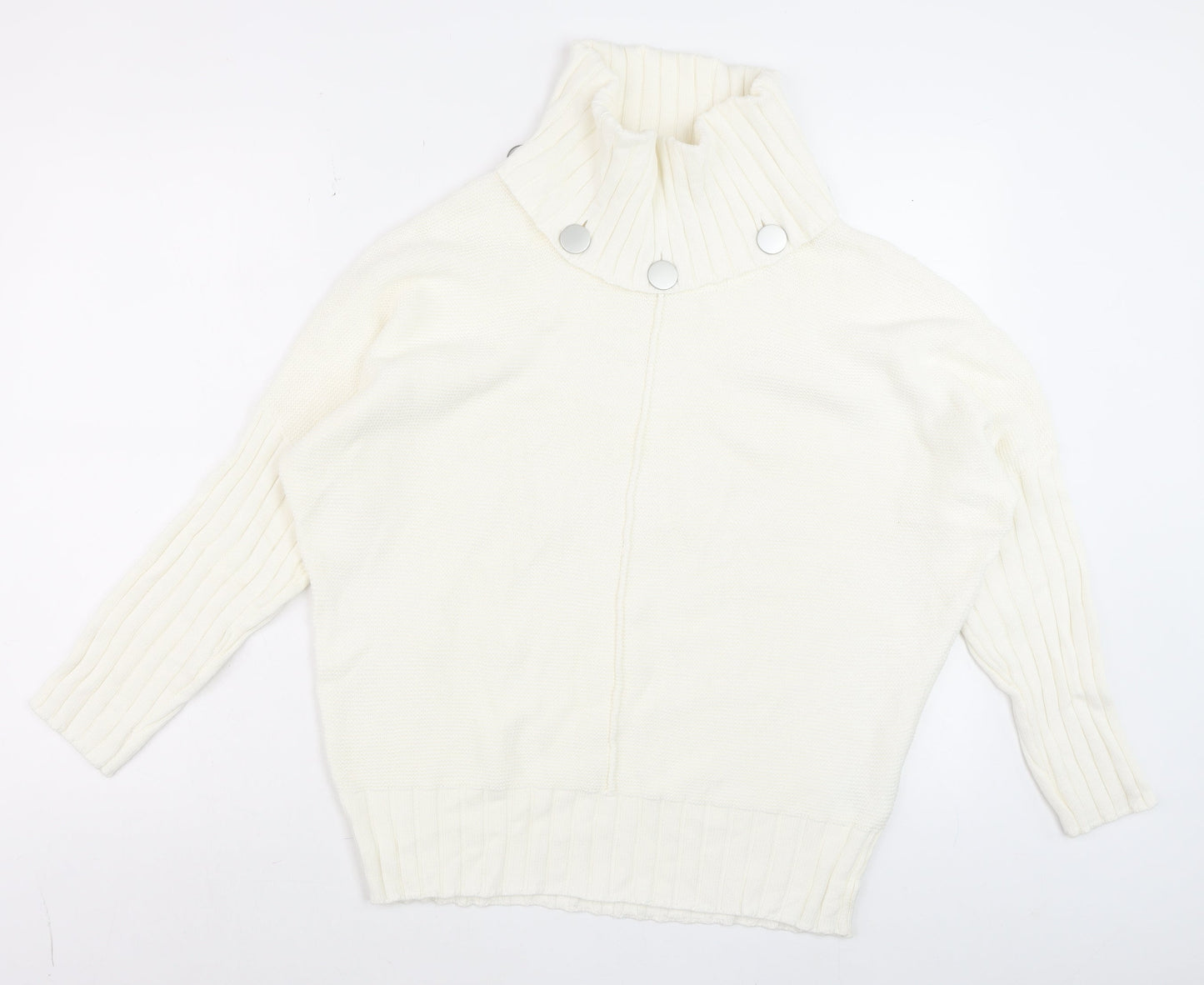 Marble Womens Ivory Roll Neck Cotton Jumper Size 10