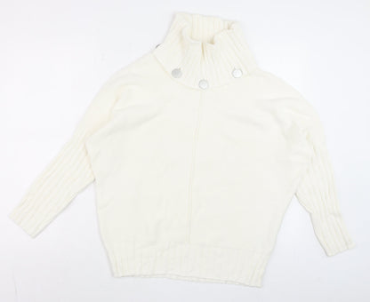 Marble Womens Ivory Roll Neck Cotton Jumper Size 10